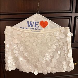 Peppermayo White Beaded Mini Skirt